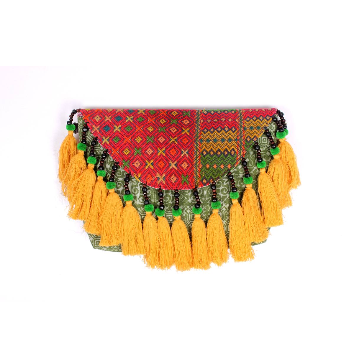 Embroidered Tassel Boho Crossbody Bag - Thailand