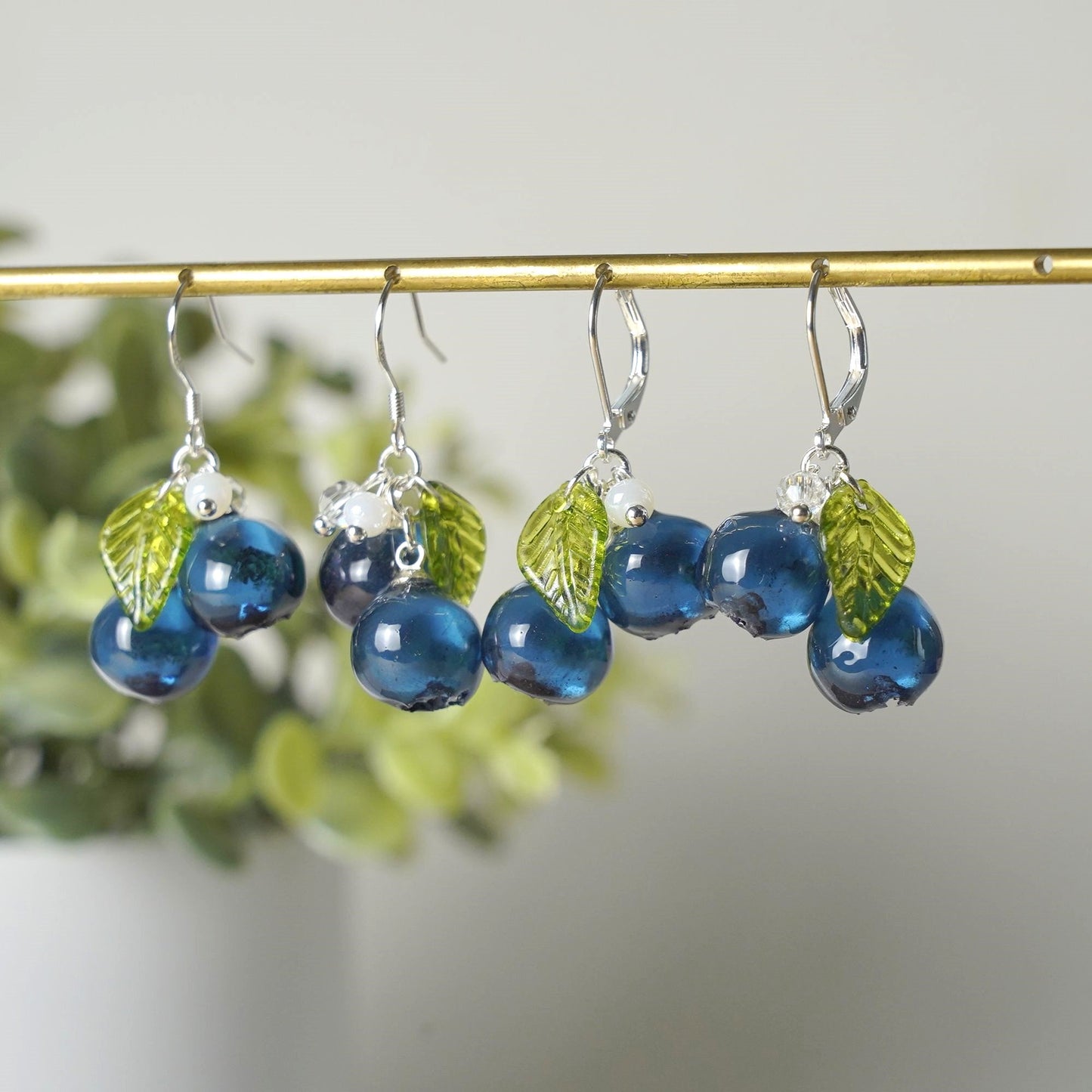 Handmade Blueberry Earrings | Resin Art Cluster Small Wildberry Fruit Earrings