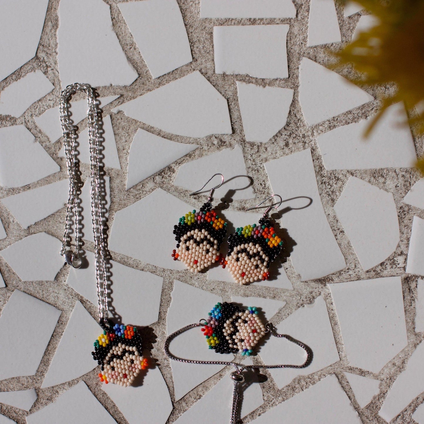 Frida Kahlo Seed Bead Earrings - Guatemala