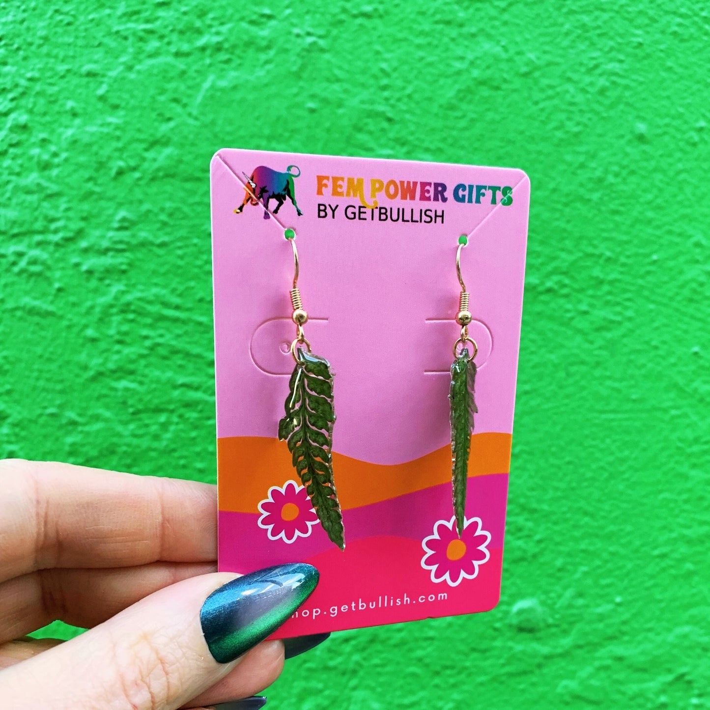 Handmade Fern Earrings Real Leaves in Resin | Nature-Inspired Jewelry