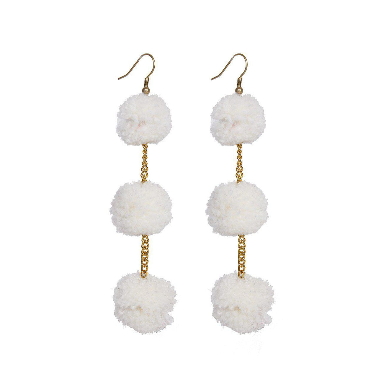 Pom Pom Triple Earrings - Thailand