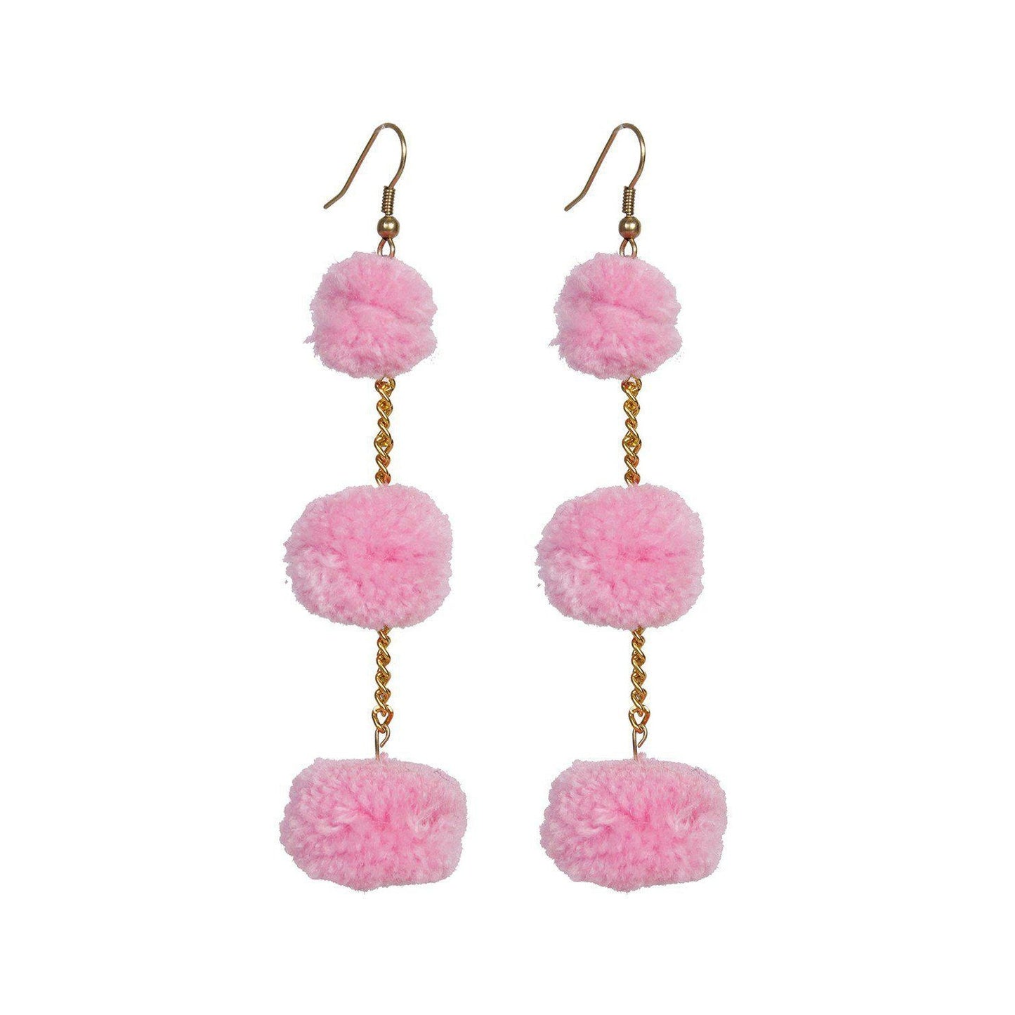 Pom Pom Triple Earrings - Thailand