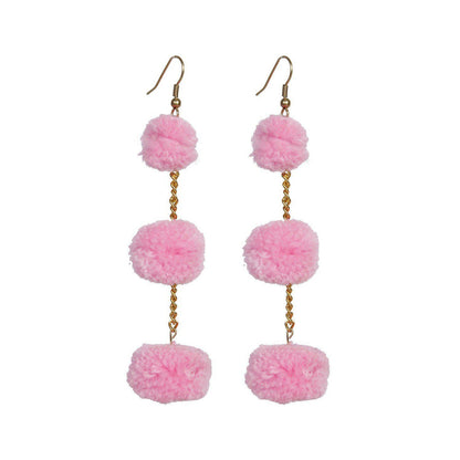Pom Pom Triple Earrings - Thailand