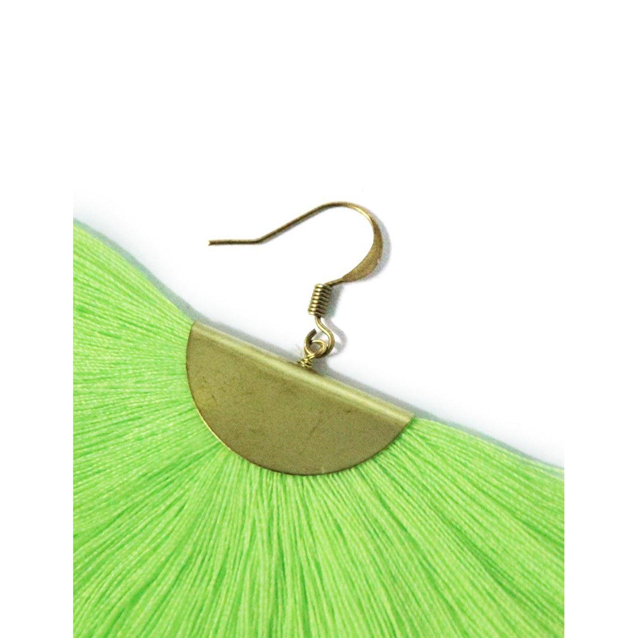 Cleo Fan Boho Colorful Brass Earrings - Thailand