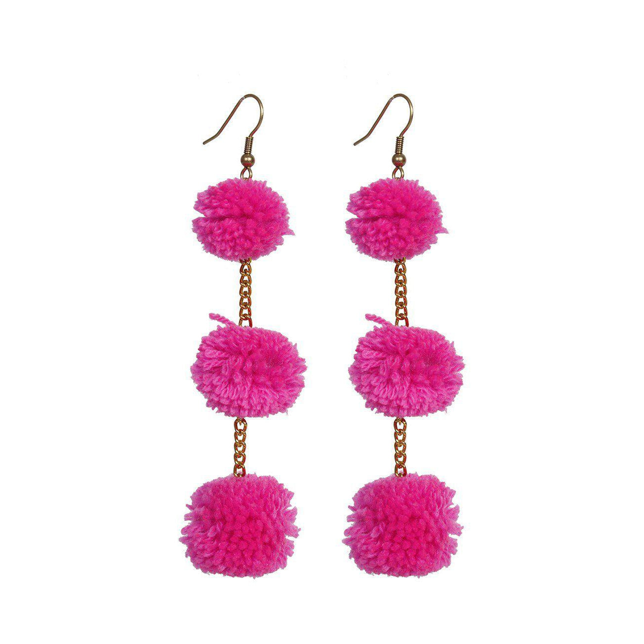 Pom Pom Triple Earrings - Thailand