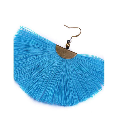 Cleo Fan Boho Colorful Brass Earrings - Thailand