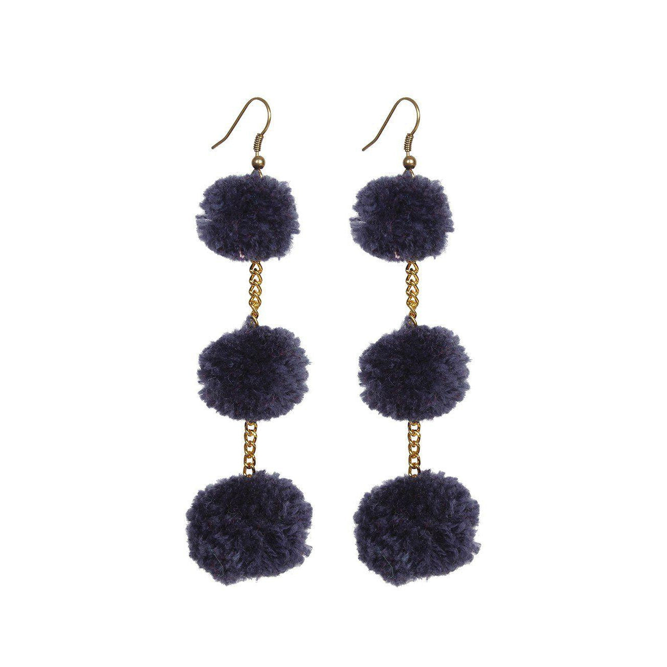 Pom Pom Triple Earrings - Thailand