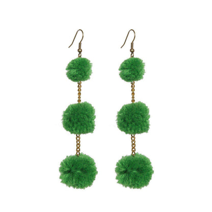 Pom Pom Triple Earrings - Thailand