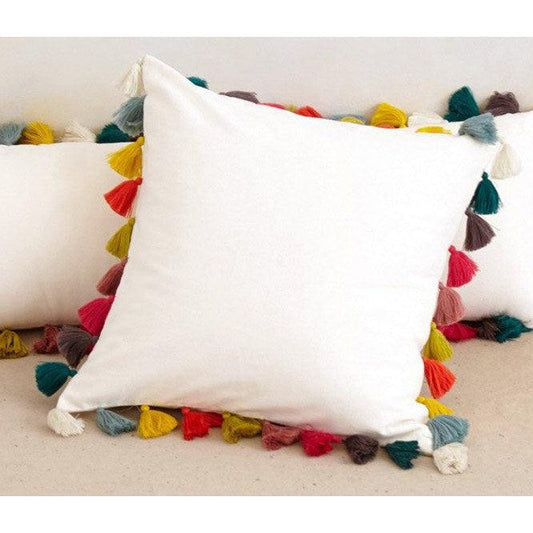 Multicolor Tassel Cotton Pillow Cover - Thailand