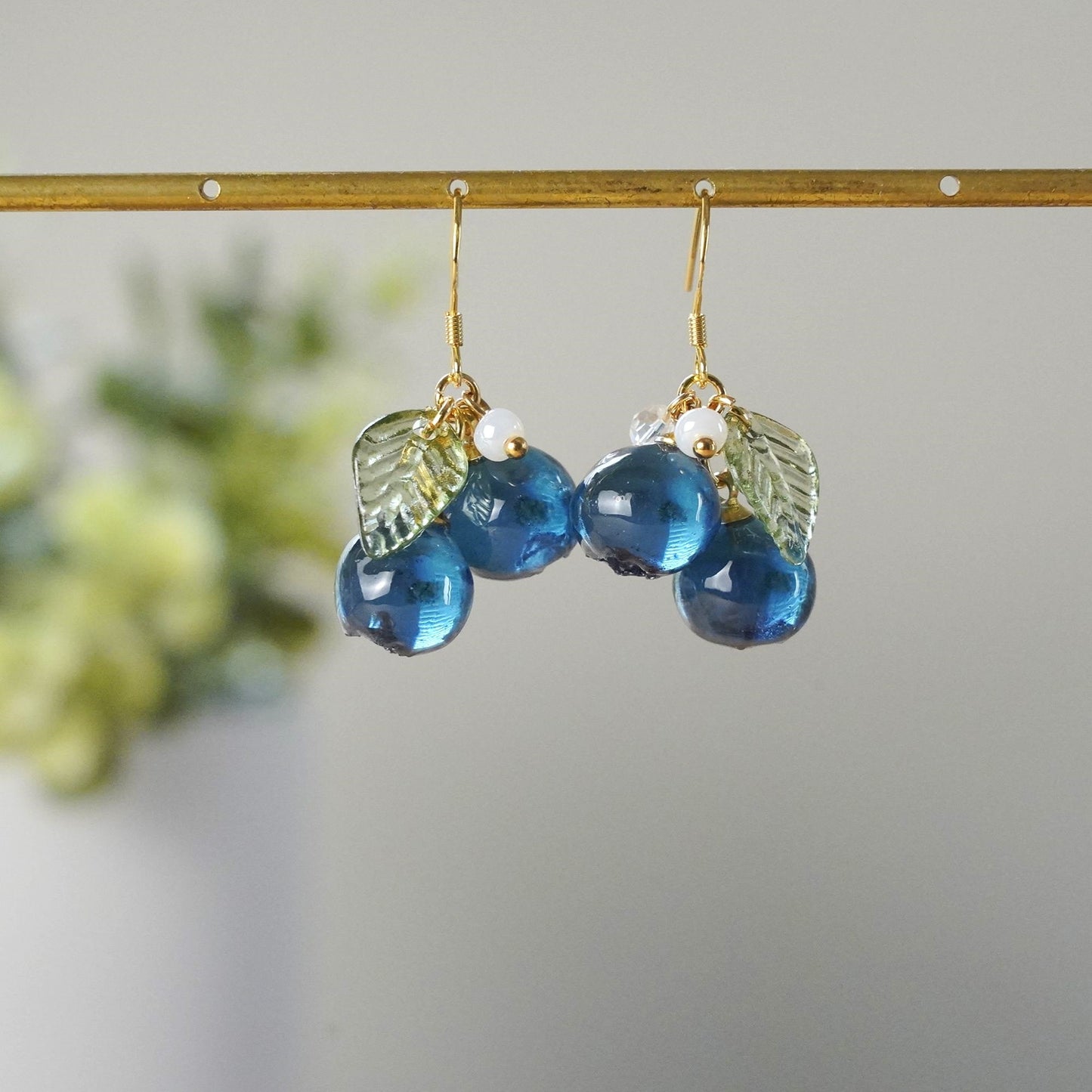 Handmade Blueberry Earrings | Resin Art Cluster Small Wildberry Fruit Earrings