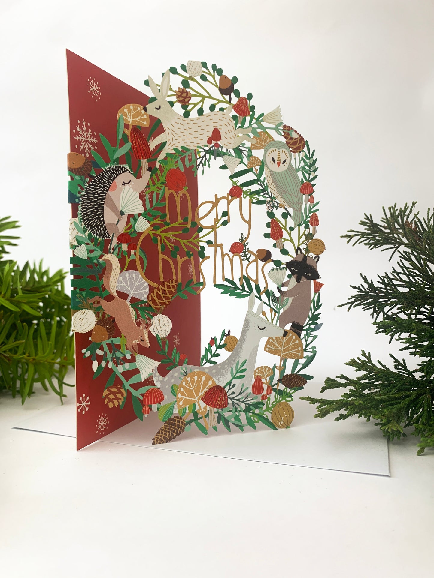 Animal Wreath Lasercut Christmas Card