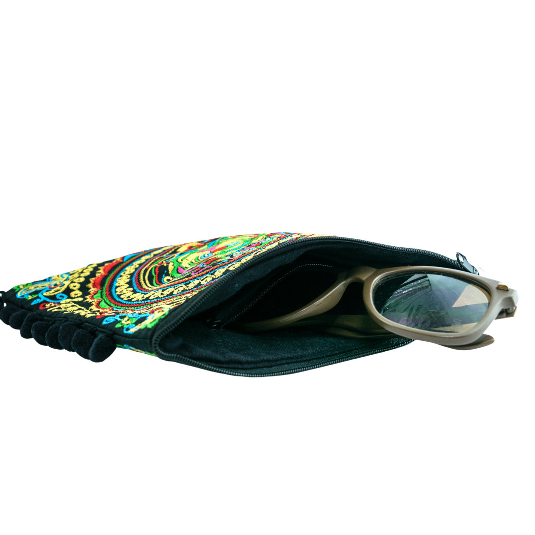 Embroidery Butterfly Clutch With Pompoms - Thailand