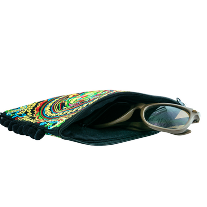 Embroidery Butterfly Clutch With Pompoms - Thailand