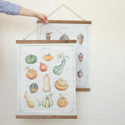Squash and Acorn Botanical Print Wall Hanger | 2 Styles