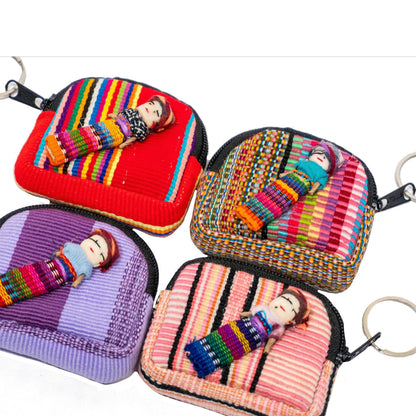 Worry Doll Tiny Bag Keychain | Coin Purse | AirPod Bag - Guatemala