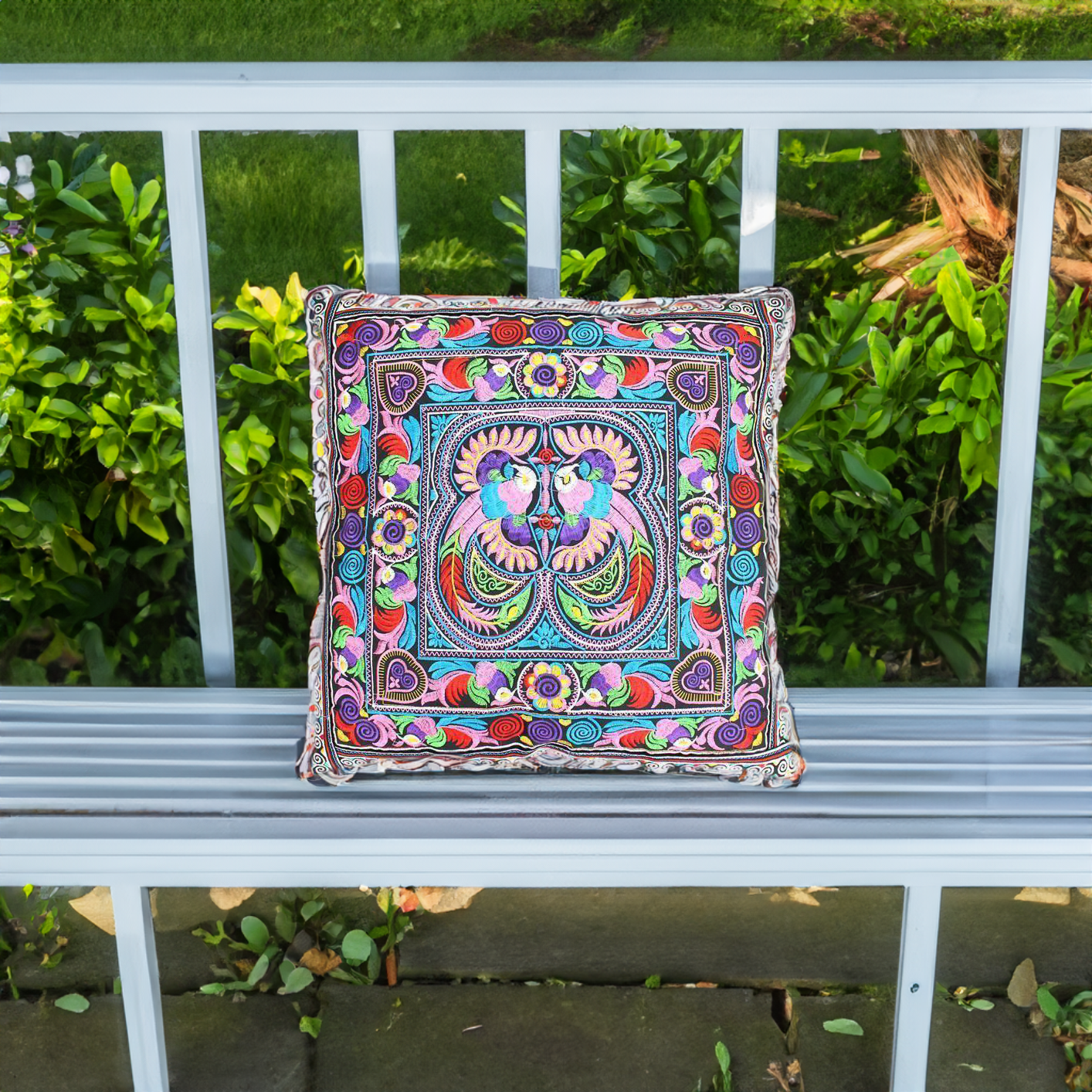 Hmong Bird Embroidered Pillow Cover - Thailand