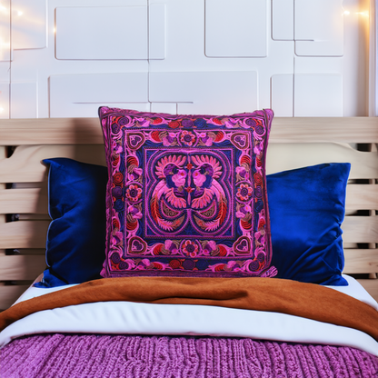 Hmong Bird Embroidered Pillow Cover - Thailand