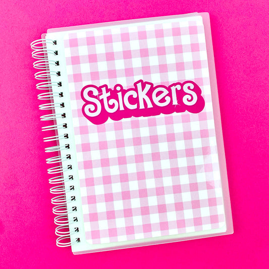 Pink Gingham Reusable Sticker Book