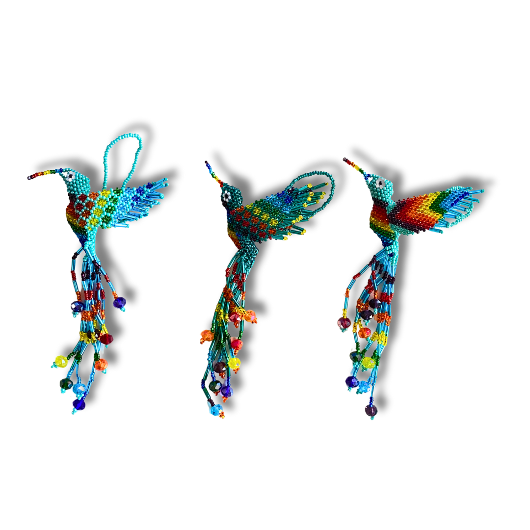 Large Hummingbird Seed Bead Handmade Ornament - Guatemala