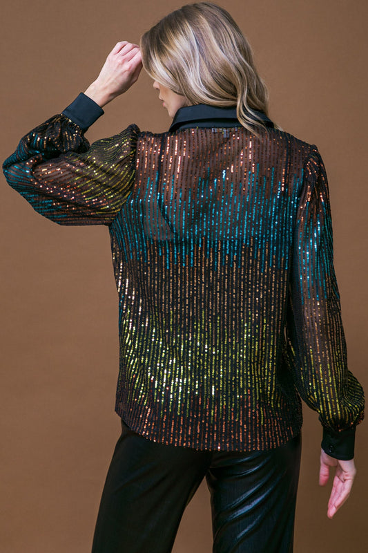 CAUSE A COMMOTION SEQUIN BLOUSE