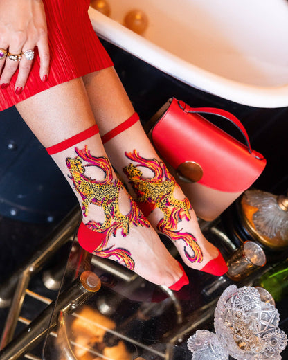 Flaming Cheetah Sheer Crew Sock