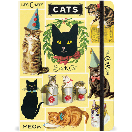 Vintage-Inspired Cats Notebook Journal with Elastic Closure
