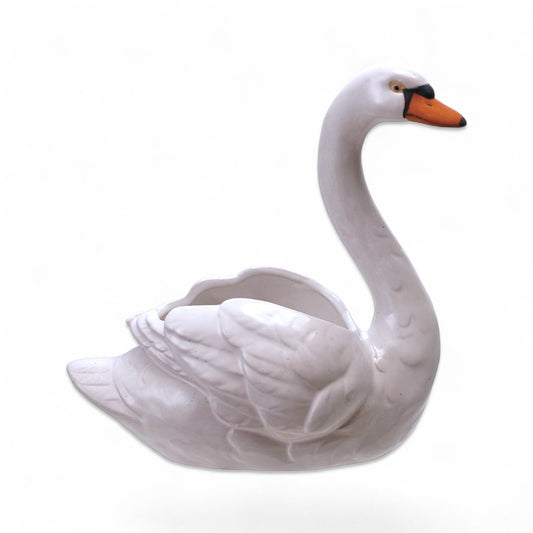 Ceramic White Swan Shaped Planter (Small)