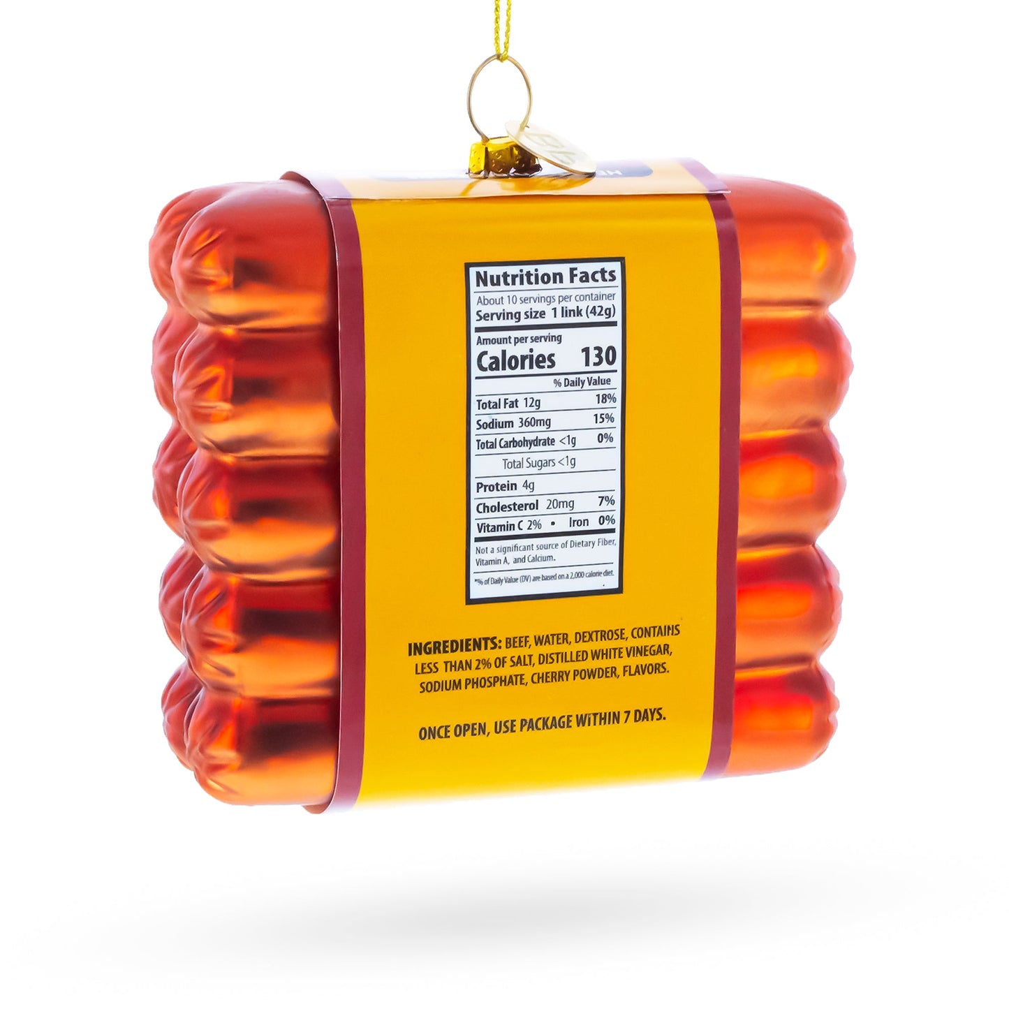 Hot Dogs Pack Glass Christmas Ornament