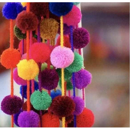 Hanging Garland Decor Boho Multicolor Pom Pom Strip - Mexico