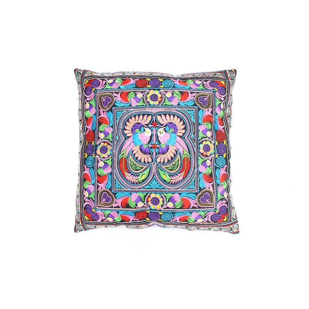 Hmong Bird Embroidered Pillow Cover - Thailand