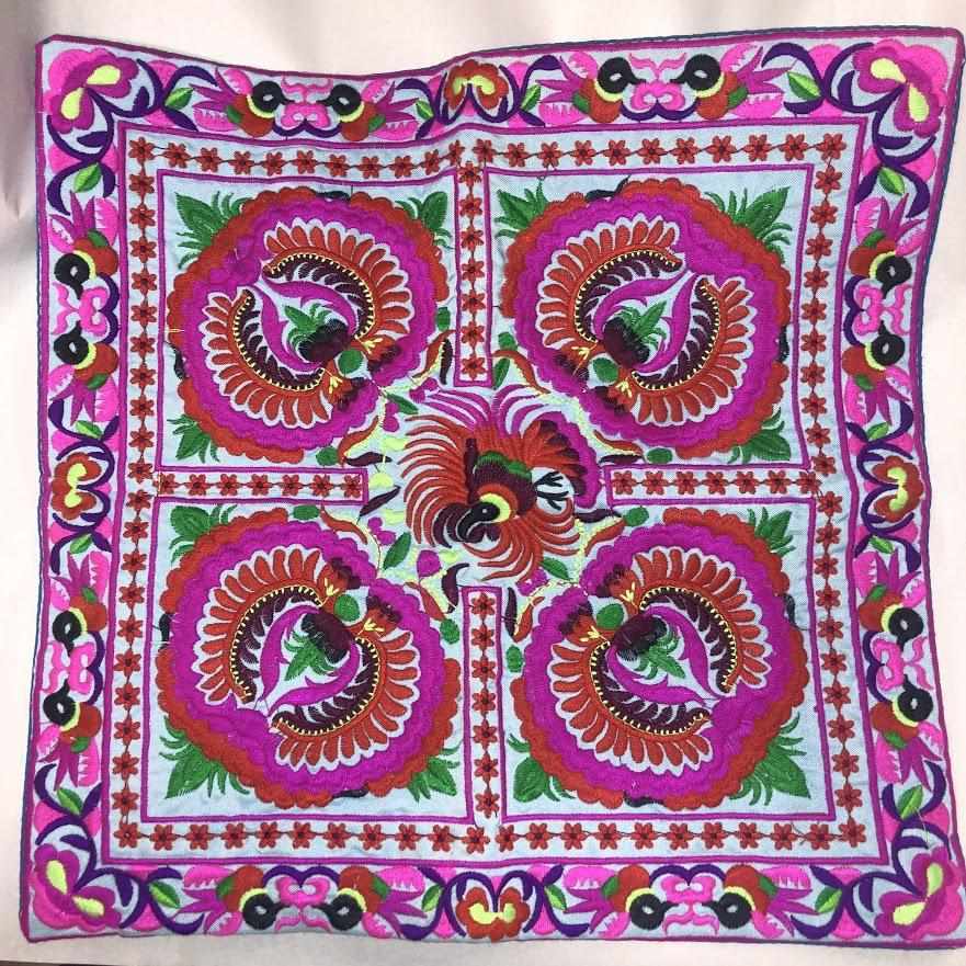 Hmong Bird Embroidered Pillow Cover - Thailand