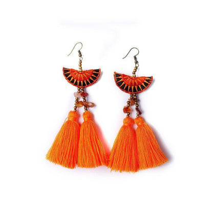 Hmong Stars Tassel Earrings - Thailand
