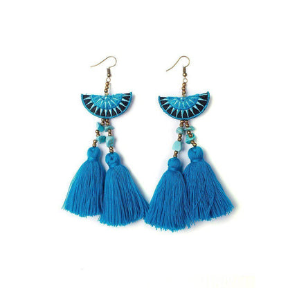 Hmong Stars Tassel Earrings - Thailand