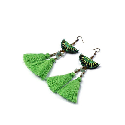 Hmong Stars Tassel Earrings - Thailand