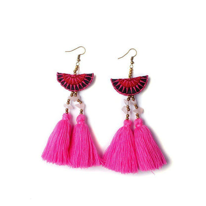 Hmong Stars Tassel Earrings - Thailand