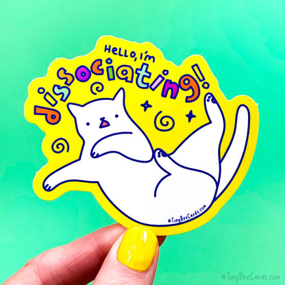 Dissociating Cat Mental Health Anxiety Vinyl Sticker