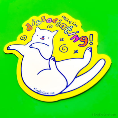 Dissociating Cat Mental Health Anxiety Vinyl Sticker