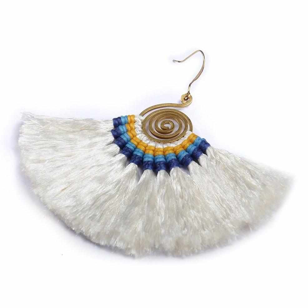 Large Half Moon Tassel Earrings - Thailand