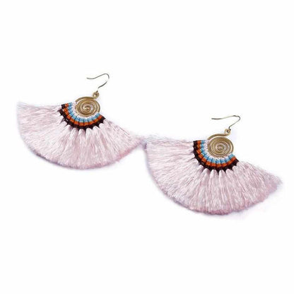 Large Half Moon Tassel Earrings - Thailand