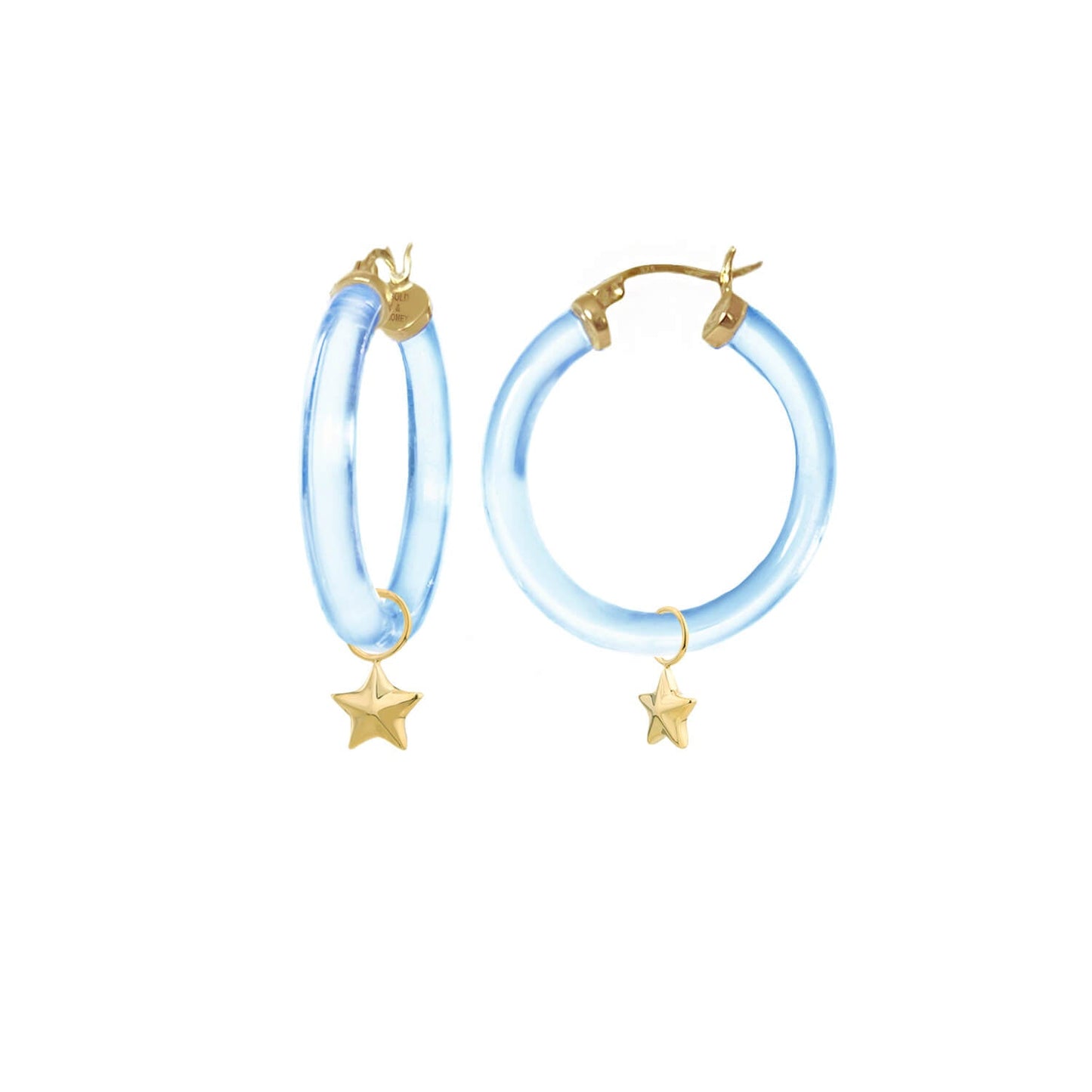 Mini Star Charm Lucite Hoop Earrings