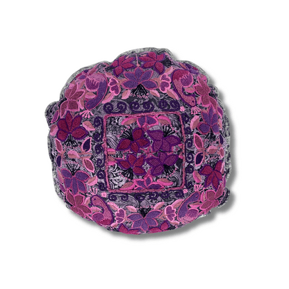 Up-cycled Moon Floral Huipil One-of-a-Kind Round Boho Pillow Cover - Guatemala