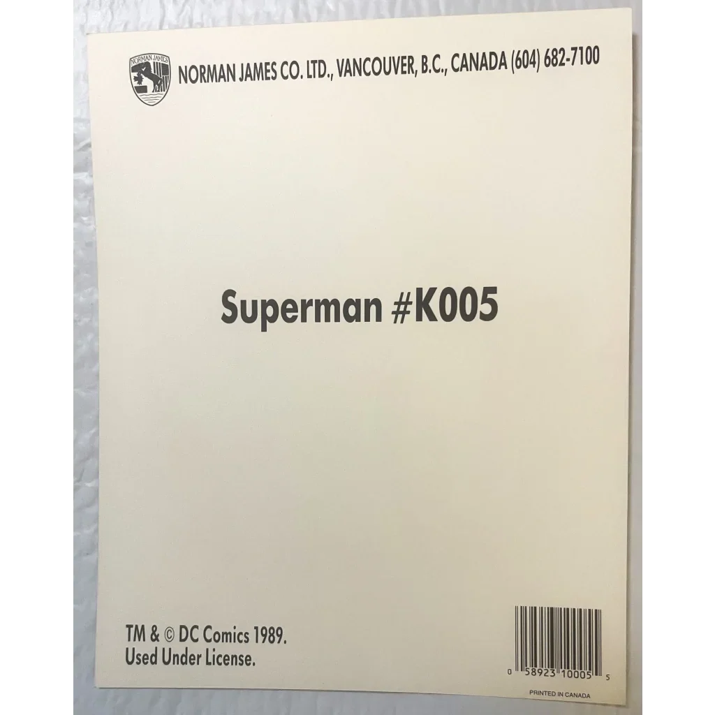 Vintage Large Superman DC Comics Collectible Card Print 1989