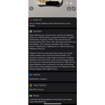 Royal Adderley Duck Square Fine Bone China Saucer Trinket Dish