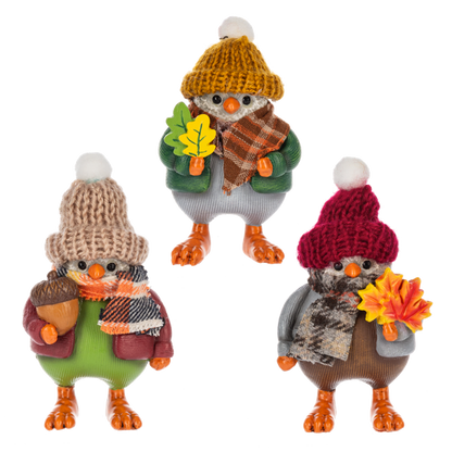 Sweater Weather Fall Bird Figurines | 3 Styles