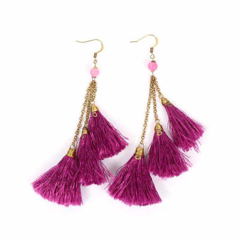 Trio of Tassels Earrings - Thailand