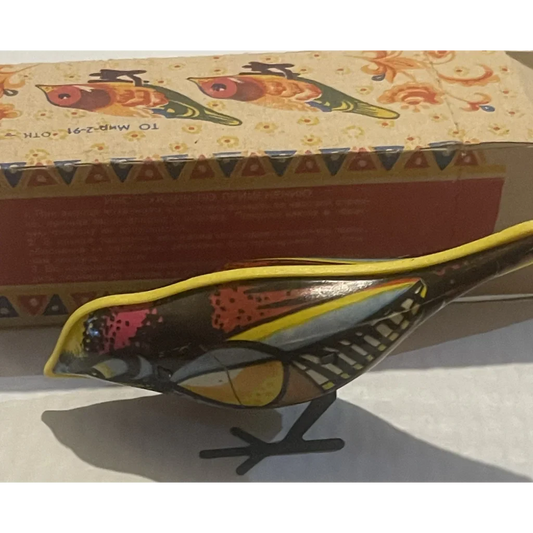 Rare Vintage Tin Pecking Goldfinch Collectible Toy from the 70s 80s