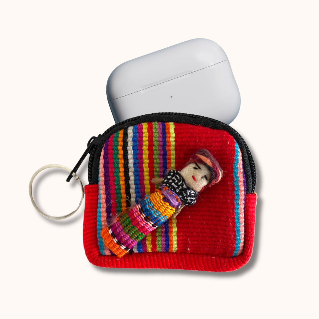Worry Doll Tiny Bag Keychain | Coin Purse | AirPod Bag - Guatemala